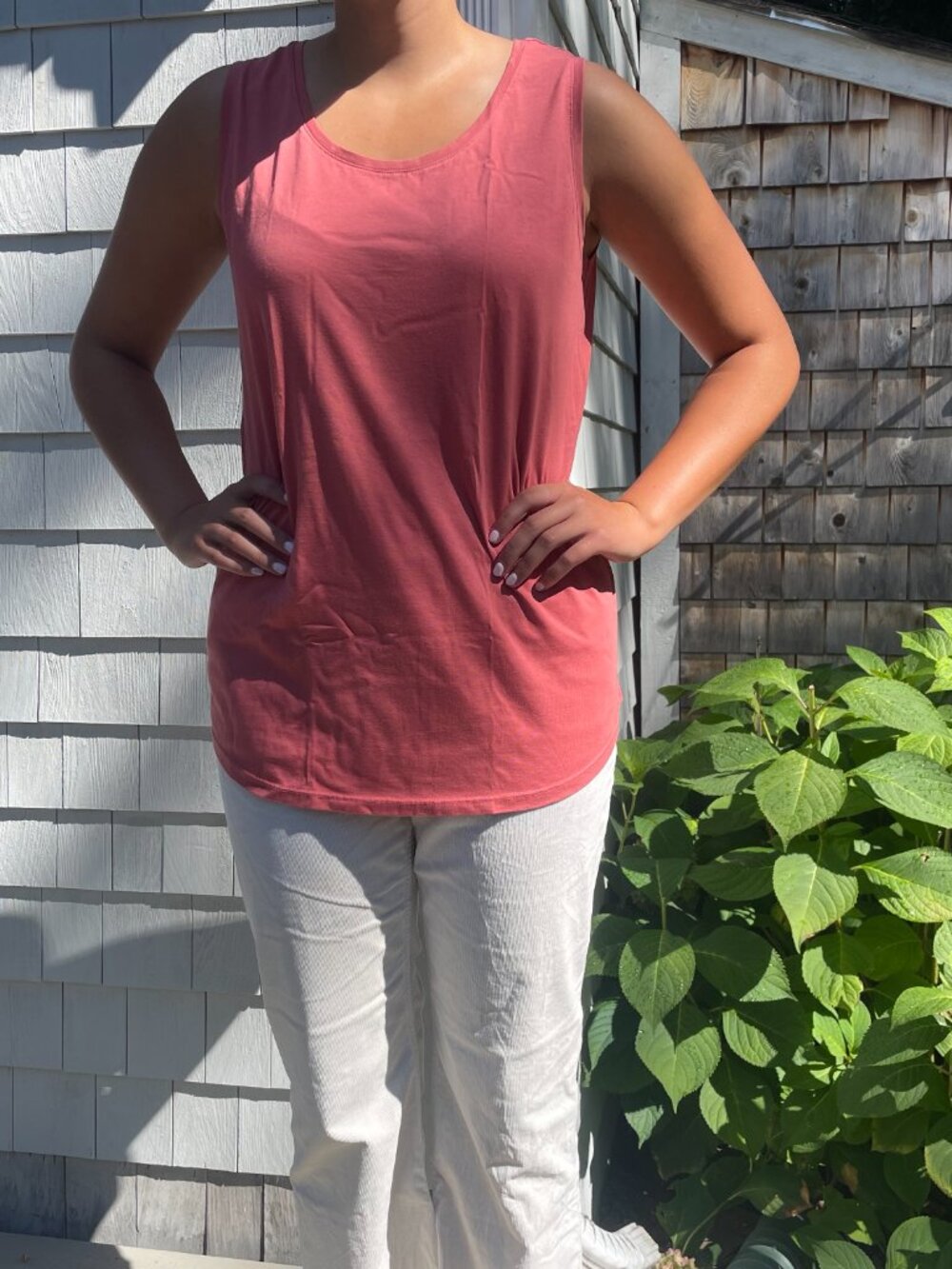 Lands' End Tank Top. 100% Cotton, Salmon Pink, M (10-12)